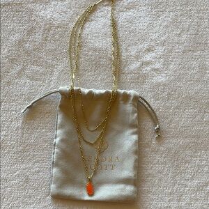 Kendra Scott Gold Necklace with Orange Pendant